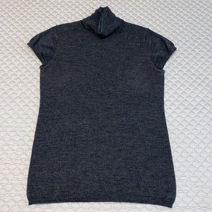 Theory Cap Sleeve Turtleneck Wool Sweater